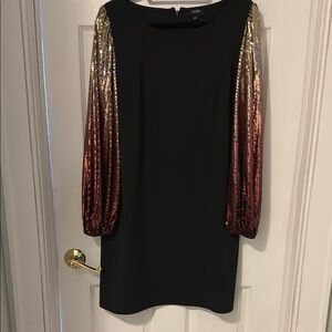 Black Dress with Sequin Ombre Sleeves